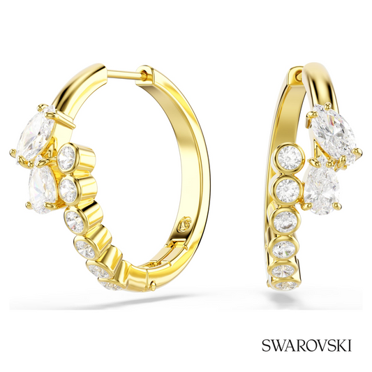Mesmera hoop earrings, Mixed cuts, White, 18K gold finish – item 5761975