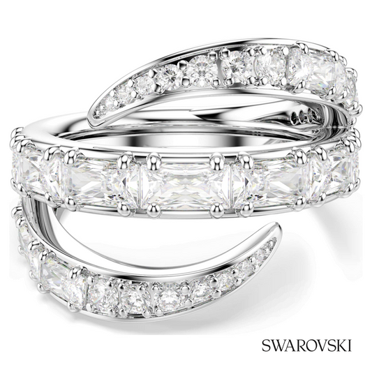 Vienna ring, Mixed cuts, Swan, White, Rhodium plated – item 5762204
