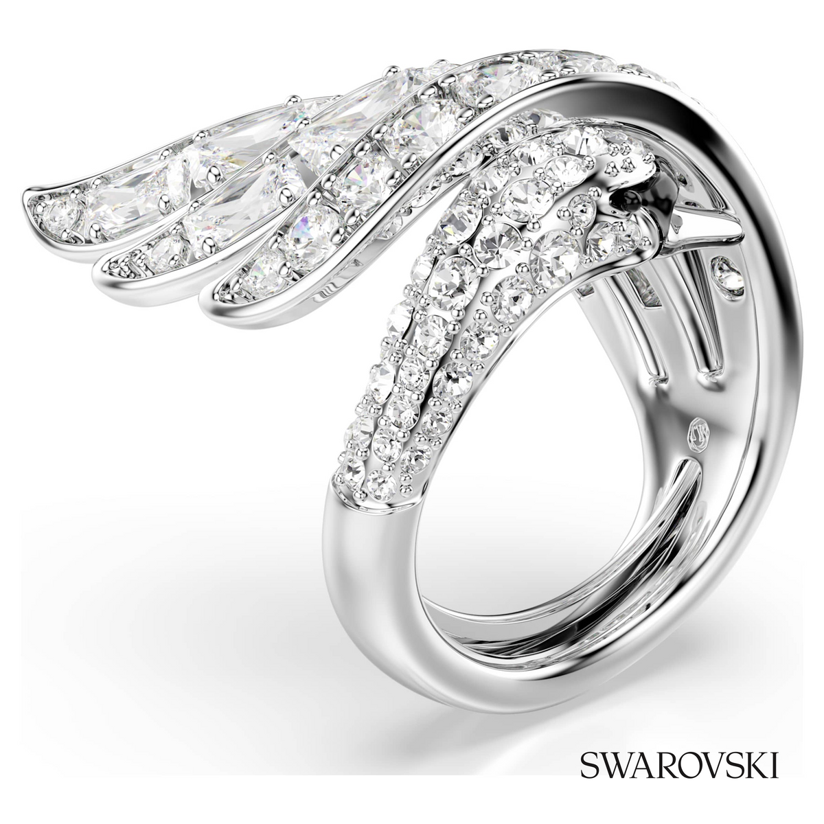 Vienna cocktail ring, Mixed cuts, Swan, White, Rhodium plated – item 5762206 – view 2