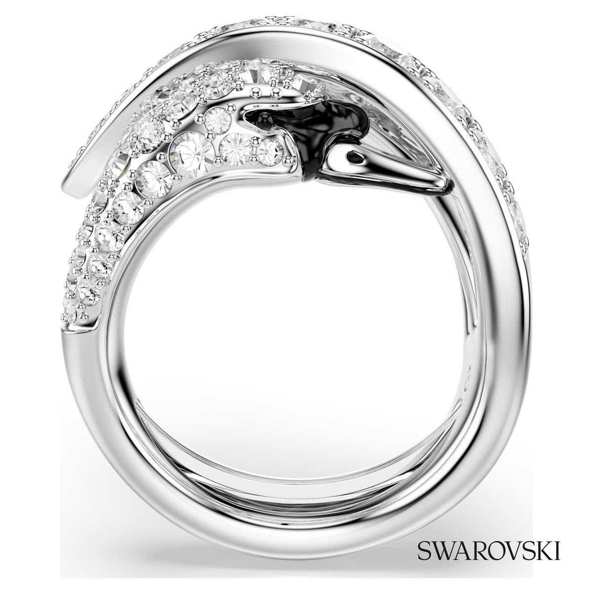 Vienna cocktail ring, Mixed cuts, Swan, White, Rhodium plated – item 5762206 – view 3