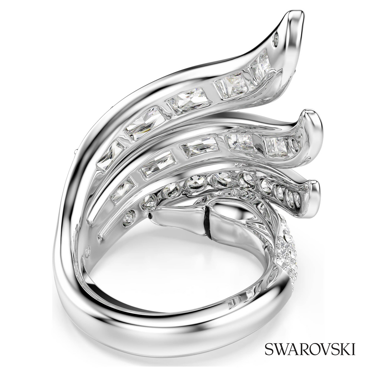 Vienna cocktail ring, Mixed cuts, Swan, White, Rhodium plated – item 5762206 – view 4