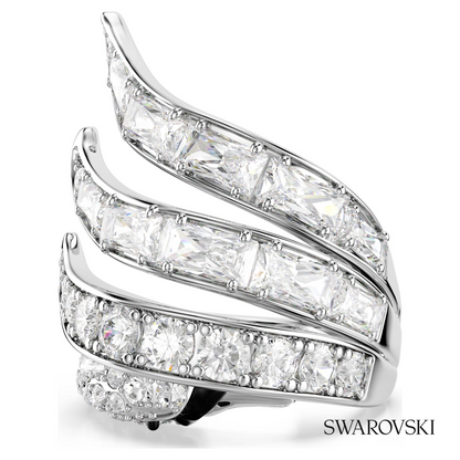 Vienna cocktail ring, Mixed cuts, Swan, White, Rhodium plated – item 5762206