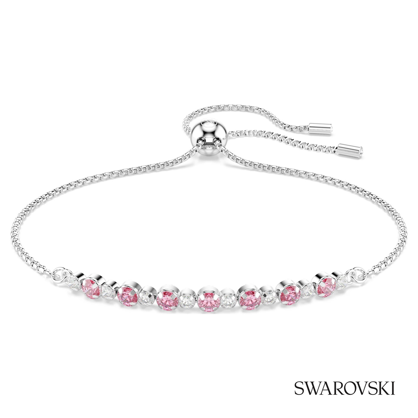 Swarovski Matrix bracelet, Round cut, Pink, Rhodium plated – item 5763042