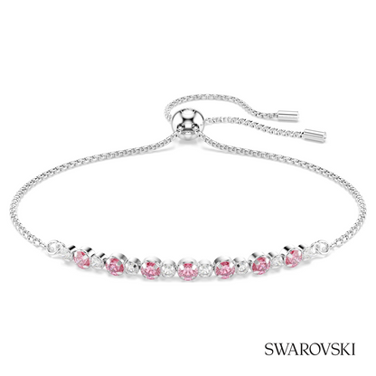 Swarovski Matrix bracelet, Round cut, Pink, Rhodium plated – item 5763042
