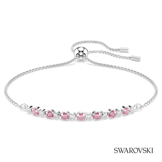 Swarovski Matrix bracelet, Round cut, Pink, Rhodium plated – item 5763042