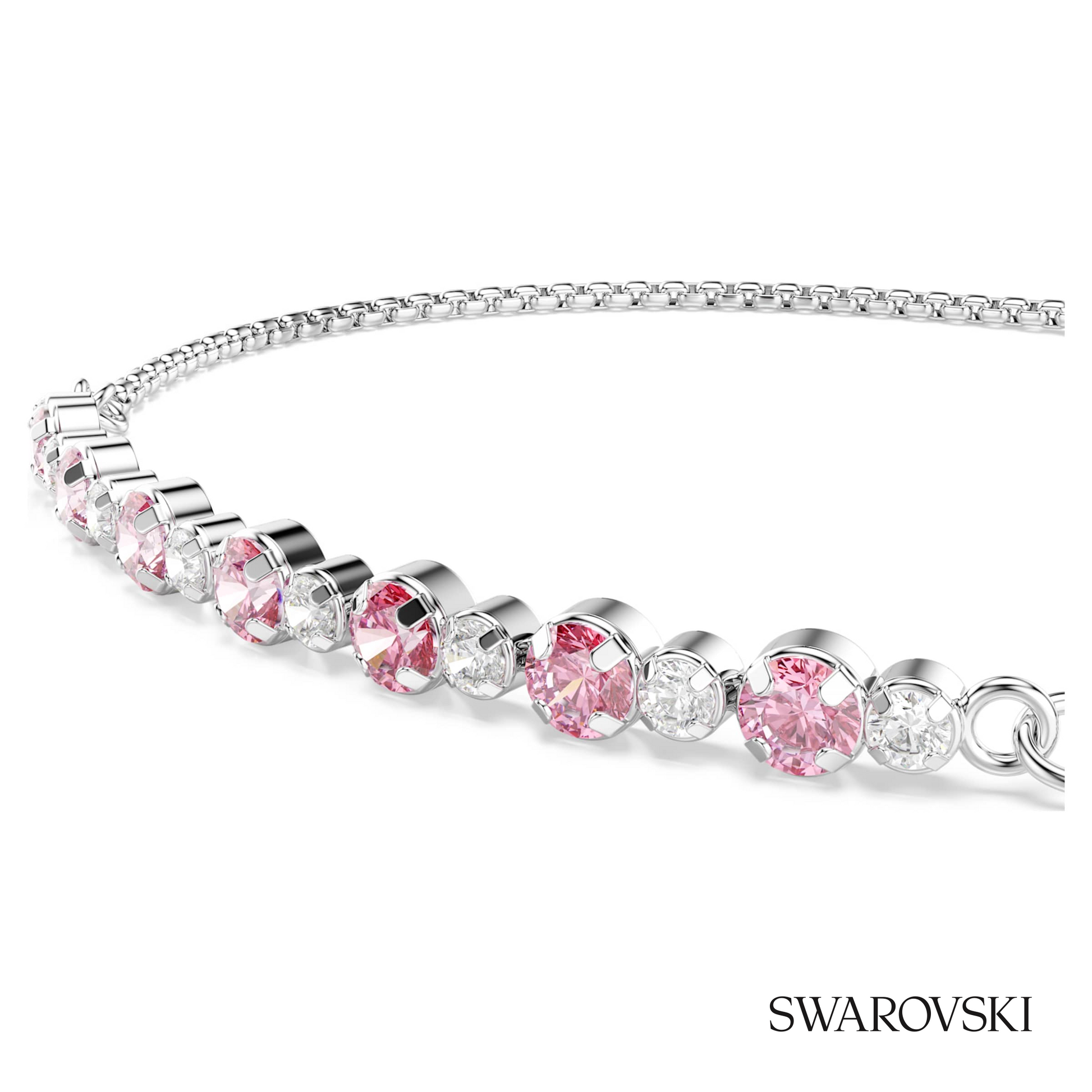 Swarovski Matrix bracelet, Round cut, Pink, Rhodium plated – item 5763042 image 2