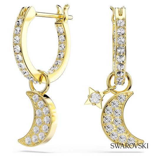 Symbolica drop earrings, Round cut, Moon, White, 18K gold finish – item 5764070