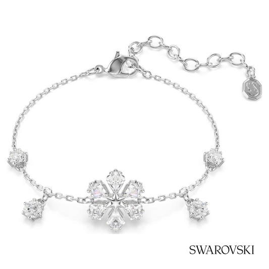 Idyllia bracelet, Mixed cuts, Snowflake, White, Rhodium plated – item 5764146