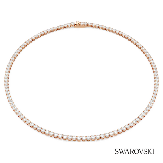 Matrix Tennis necklace, Round cut, White, 18K rose gold finish – item 5764194