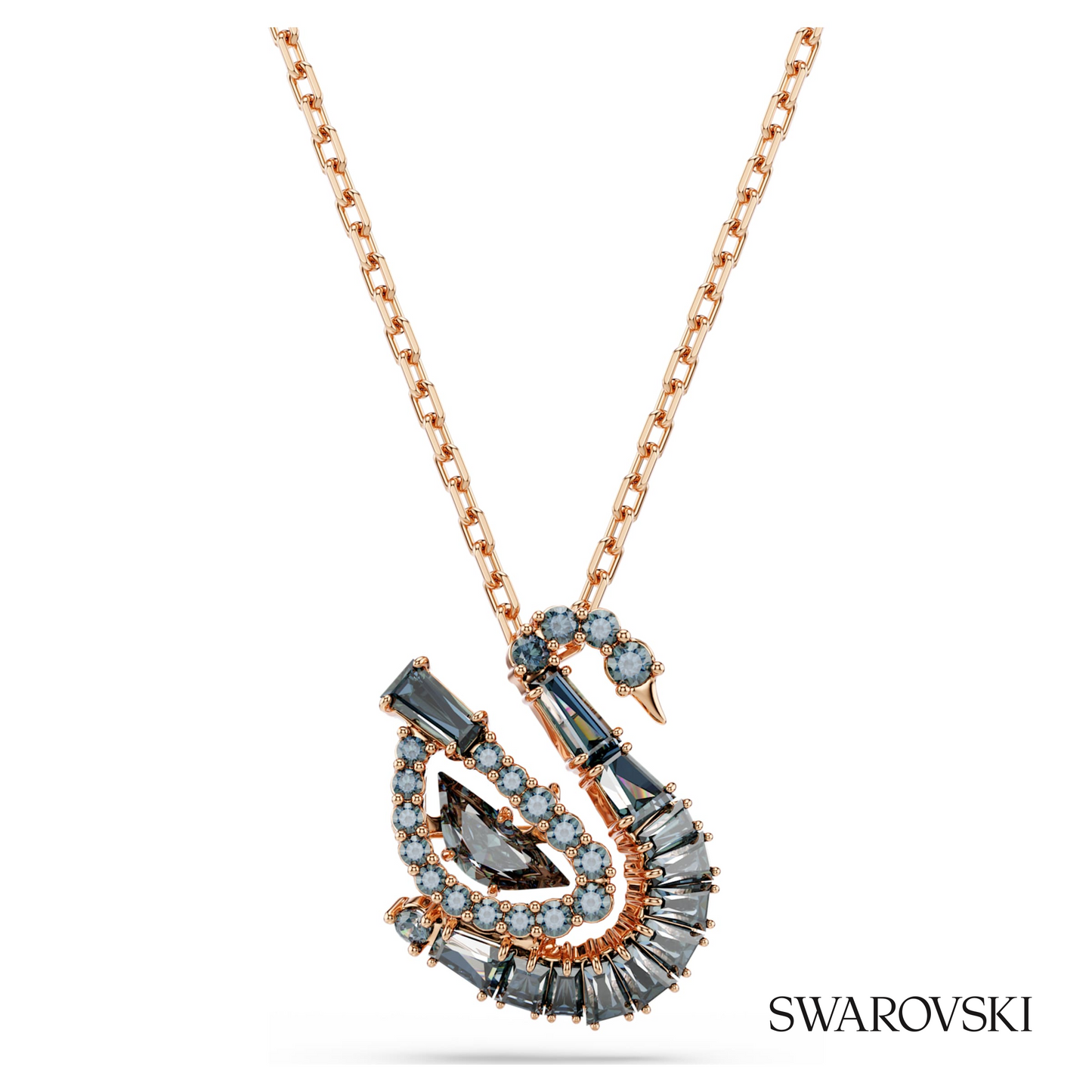 Swarovski Swan pendant, Mixed cuts, Swan, Black, 18K rose – item 5764882