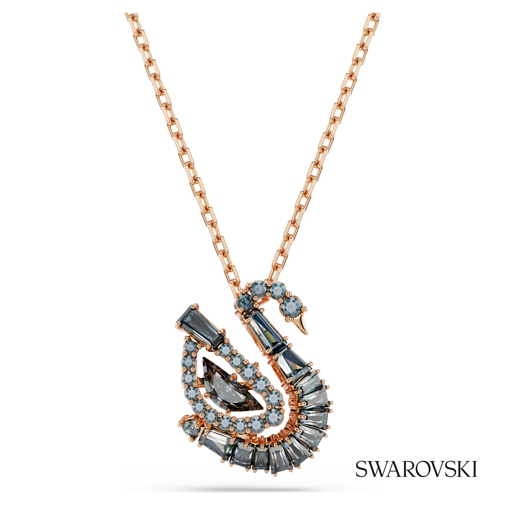 Swarovski Swan pendant, Mixed cuts, Swan, Black, 18K rose – item 5764882