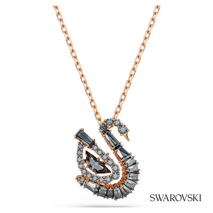Swarovski Swan pendant, Mixed cuts, Swan, Black, 18K rose – item 5764882