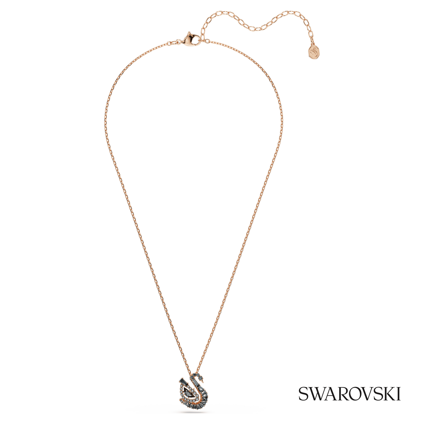 Swarovski Swan pendant, Mixed cuts, Swan, Black, 18K rose – item 5764882 image 2