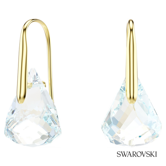 Lunar drop earrings, Oval cut, White, 18K gold finish – item 5766798