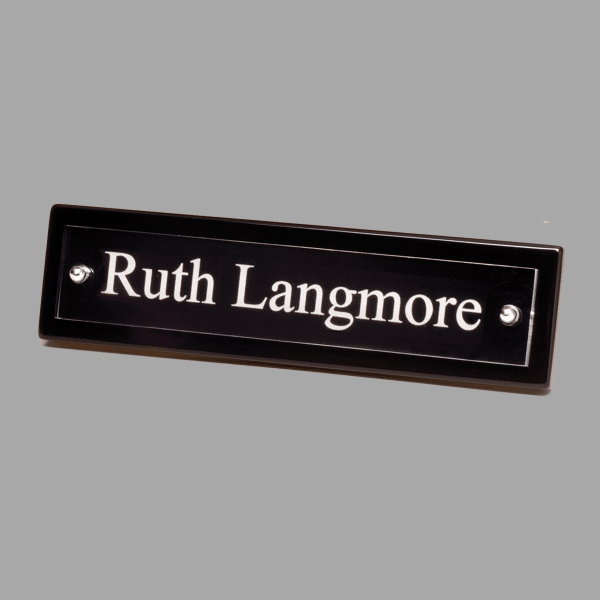 Black Piano Finish Name Plate with Acrylic Engraving – item 591