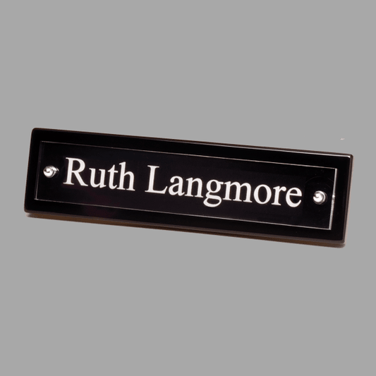 Black Piano Finish Name Plate with Acrylic Engraving – item 591