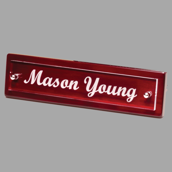 Rosewood Piano Finish Name Plate with Acrylic Engraving – item 598