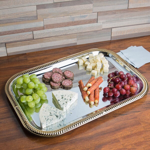 Vollrath 47266 Odyssey 19 1/2" x 14" Gold Trim Serving Tray – item 92247266 image 2
