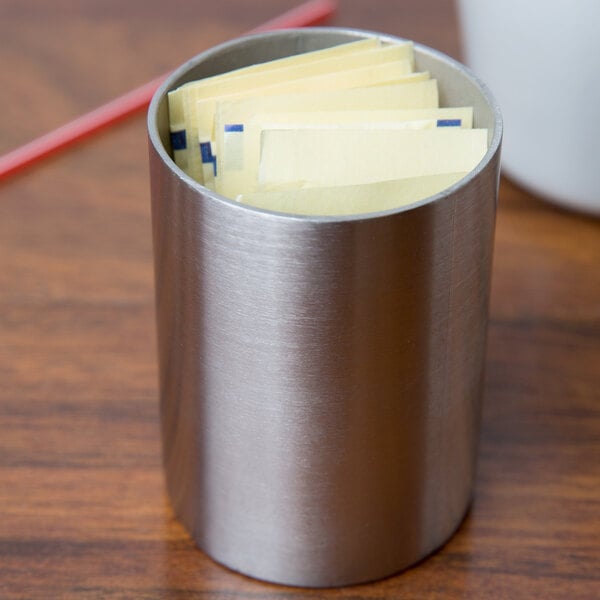 2" x 2 3/4" Satin Finish Round Sugar Packet Holder – item 124SSPH2 image 2
