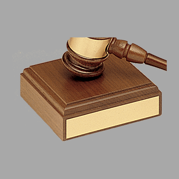 4.5" x 4.5" Walnut Gavel Sounding Block w/ Gold Plate Plaque – item 737