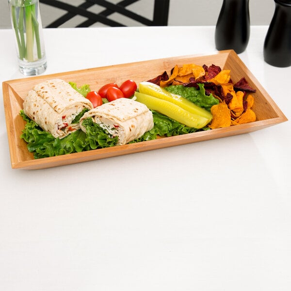 American Metalcraft Bamboo Serving Tray - 14 1/4" x 7 1/2" – item 124BAM14