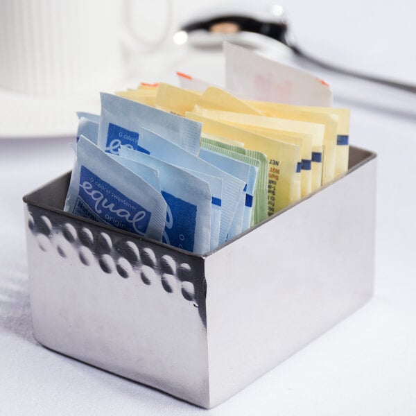 3 1/4" x 2 3/4" Hammered Rectangular Sugar Caddy – item 124HMSPH4 image 2