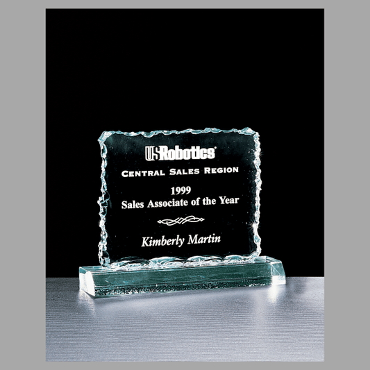 5.5" x 5.25" Crushed Ice Jade Acrylic Award – item A3253