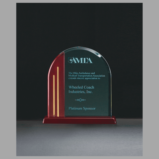 7.5" x 7.875" Arch Series Jade Acrylic w/ Rosewood Award – item A6575