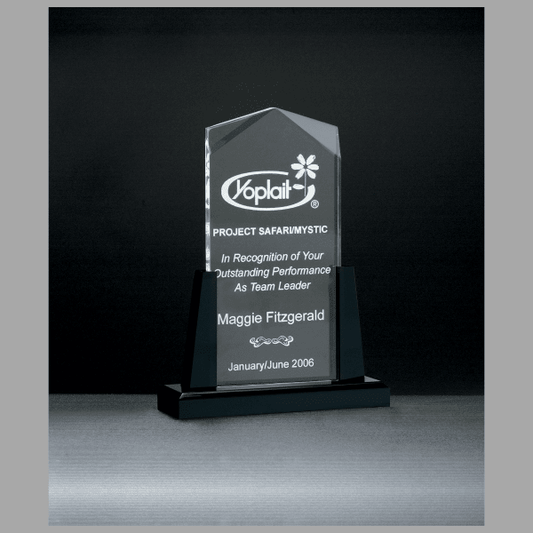 6.5" x 10" Spire Series Clear Acrylic Upright on Award – item A6587
