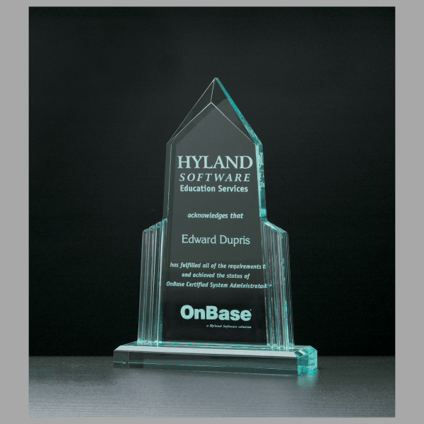 6" x 8" Spire Series Jade Acrylic w/ Base Award – item A6590