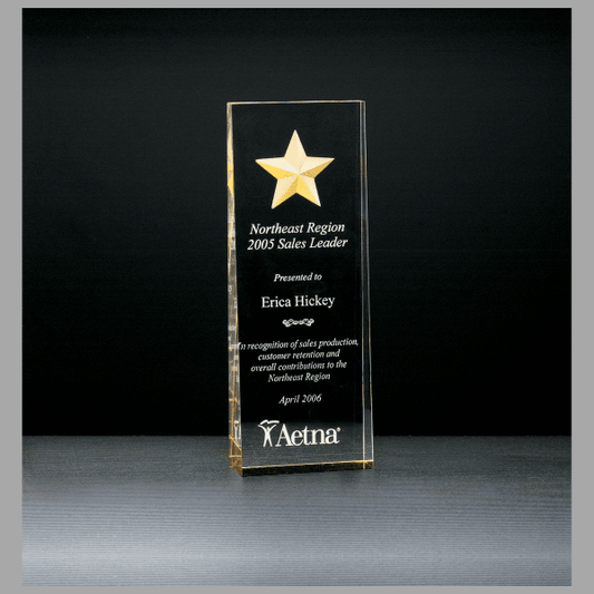 2.875" x 8" Constellation Series Etched Star w/ Gold Award – item A6595