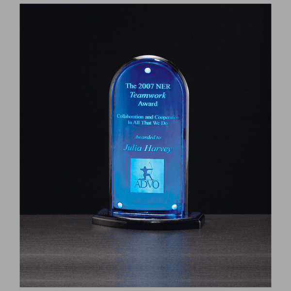 5" x 8" Convex Arch Series Acrylic, Blue Mirror Award – item A6600
