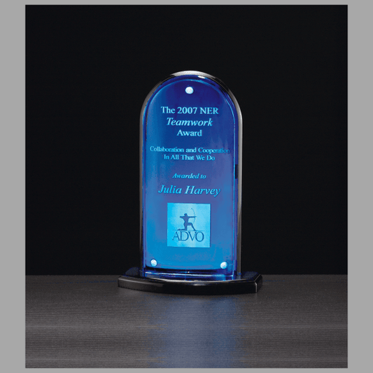 5" x 8" Convex Arch Series Acrylic, Blue Mirror Award – item A6600