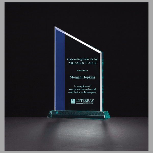 6.5" x 10" Zenith Series Jade Acrylic w/ Blue Award – item A6716