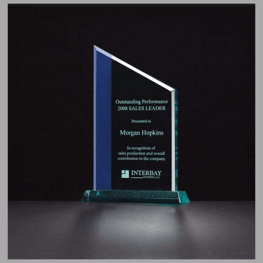 6.5" x 10" Zenith Series Jade Acrylic w/ Blue Award – item A6716