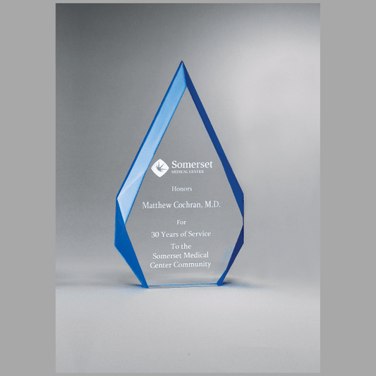 5.25" x 8.875" Flame Series Clear Freestanding Award – item A6749
