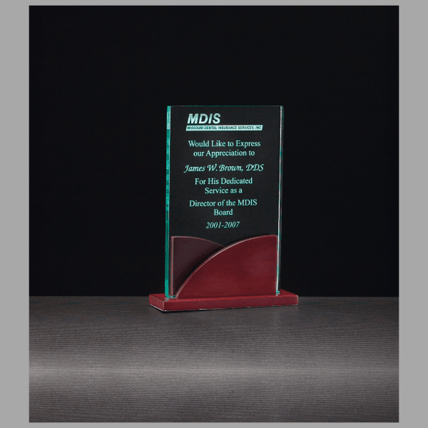 4.875" x 6.5" Series Jade Acrylic on Mahogany Base Award – item A6804