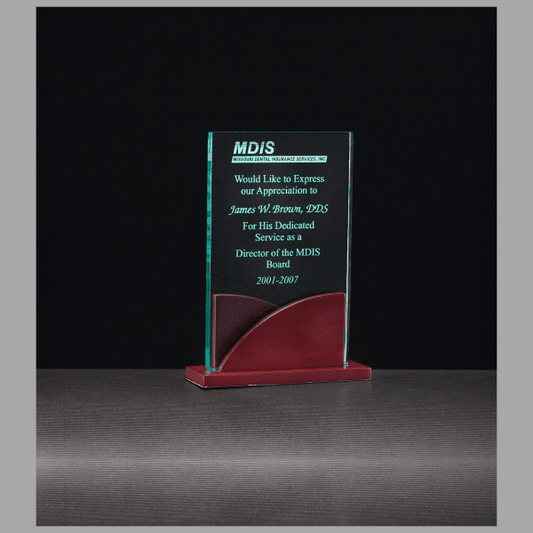 4.875" x 6.5" Series Jade Acrylic on Mahogany Base Award – item A6804