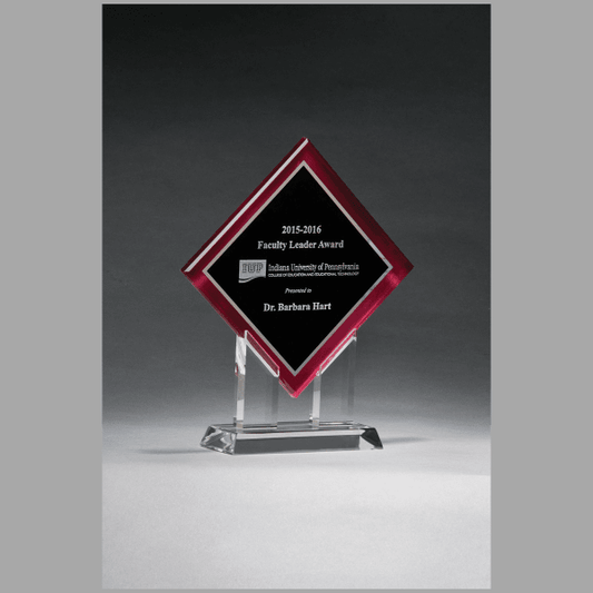 8.5" x 10" Diamond Series Acrylic w/ Printed Red Plaque – item A6989