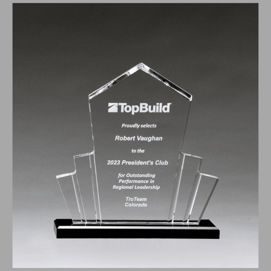 10" x 10.75" Large Tower Spotlight Clear Acrylic w Award – item A7008