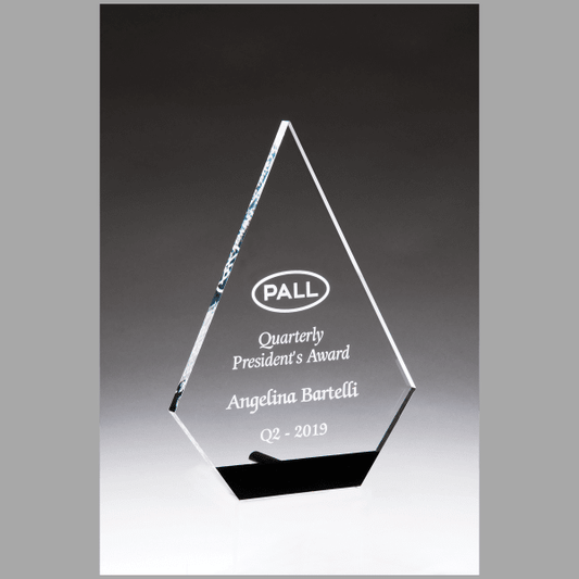 5" x 7" Diamond Series Clear Acrylic w/ Black Accent Award – item A7144