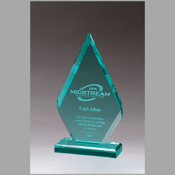 6" x 10.5" Flame Series Beveled Jade Acrylic Award – item A7199