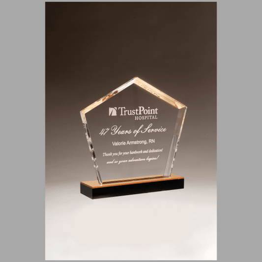 6" x 7" Diamond Series Acrylic w/ Gold Accent & Award – item A7210