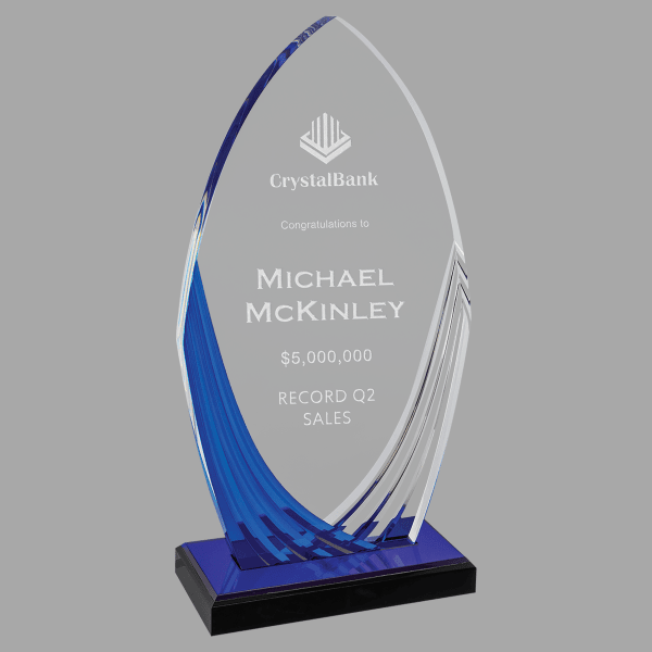 4.25" x 8.25" Tidal Series Acrylic w/ Printed Blue Award – item A7220
