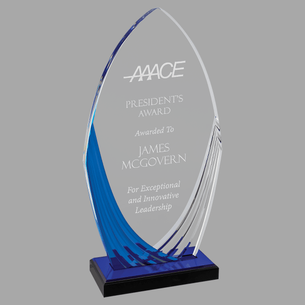 4.75" x 9" Tidal Series Acrylic w/ Printed Blue Award – item A7221
