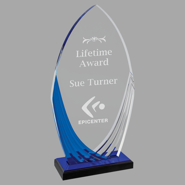 5.25" x 9.75" Tidal Series Acrylic w/ Printed Blue Award – item A7222
