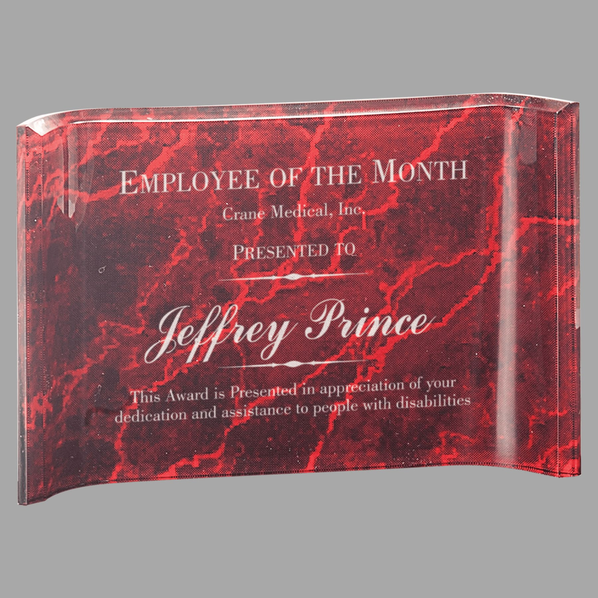 6" x 4" Red Marbleized Acrylic Crescent — ACC46RM