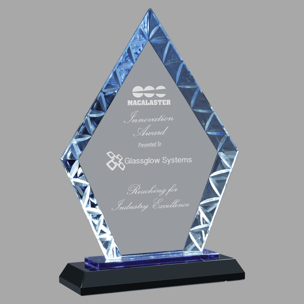 7.5" Clear Diamond Accent Glass on Blue & Black Base Award – item ACG11BU image 4
