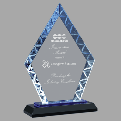 7.5" Clear Diamond Accent Glass on Blue & Black Base Award – item ACG11BU image 4