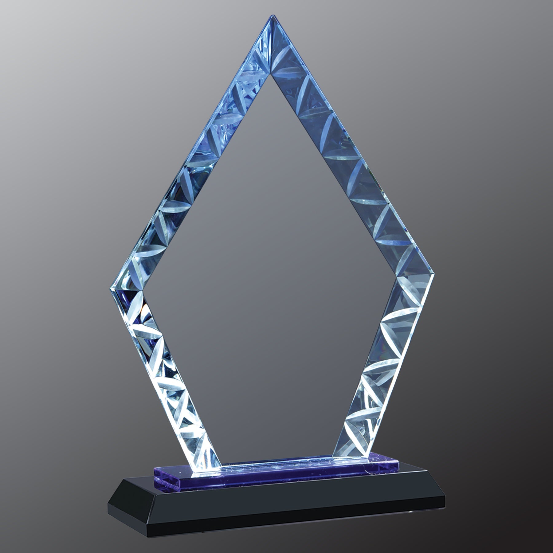 7.5" Clear Diamond Accent Glass on Blue & Black Base Award – item ACG11BU image 3